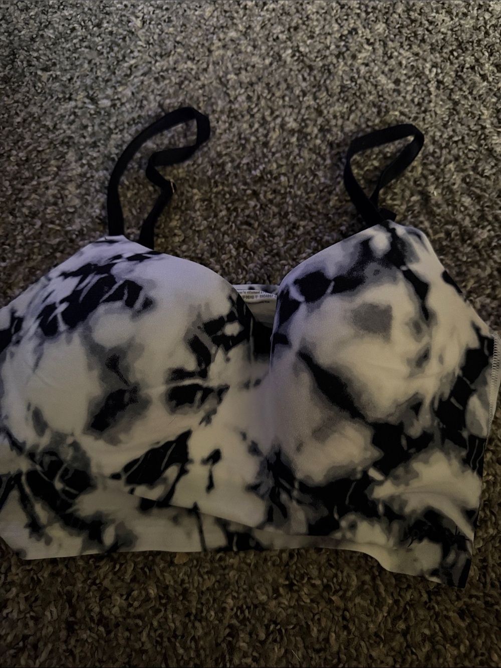 PINK Victoria's Secret Black & White Tie-Dye Bralette